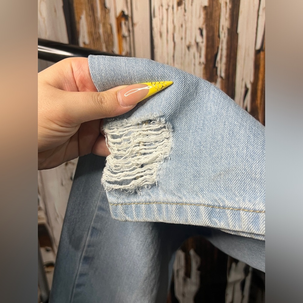 Indigo Rein Light Blue Distressed Straight Leg Jeans - Picture 8 of 10
